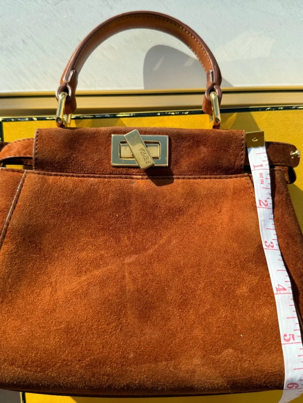 Authentic Fendi Peekaboo Suede Bag w Strap - Picture 10 of 11